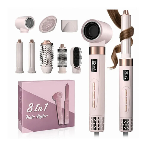 Brosse Soufflante 8 en 1 - Seche Cheveux ionique 1500W Ensemble d'outils coiffure Styling Sécher, Lisser, Donner du Volume