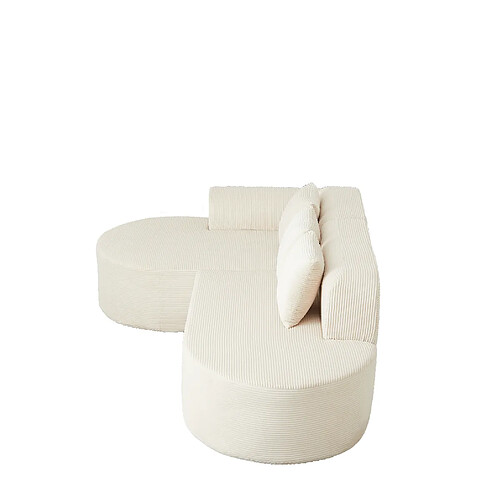 STILVORA Canapé d’angle 4 places en velours côtelé beige 220 cm
