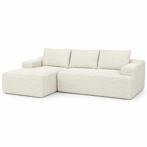 STILVORA Canapé d'angle modulable beige 4 places en velours côtelé
