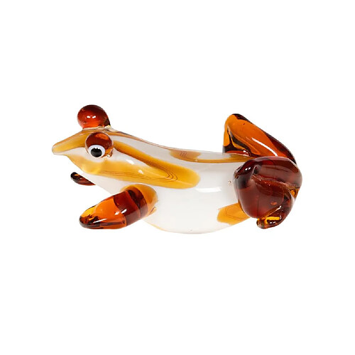 Amadeus Grenouille marron et blanc sulfure en verre L13,5 cm