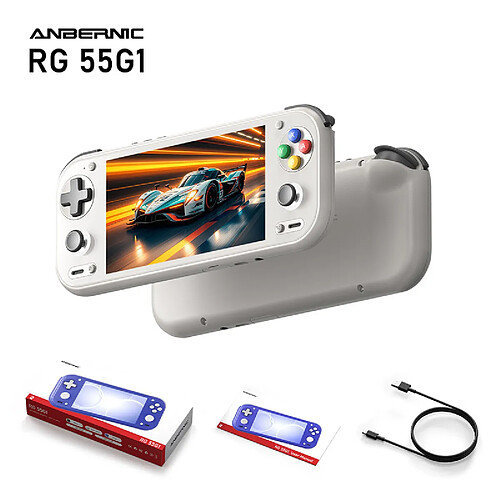 Anbernic RG 55G1 console portable,écran IPS 5,5 pouces,Android 14,RGB,8Go+128Go,Gris