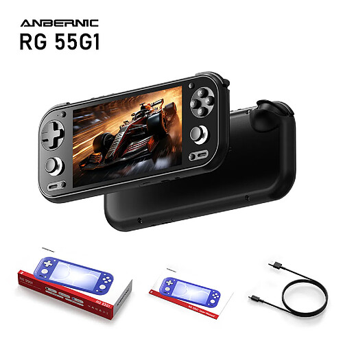 Anbernic RG 55G1 console portable,support WiFi 5/BT5.0/AI,6000 mAh,8Go+256Go,Noir