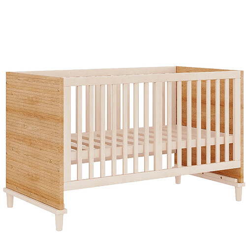 STILVORA Lit bébé à barreaux 70 x 140 cm en bois et MDF naturel