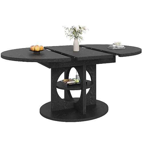 STILVORA Table à manger extensible noire 110-150 cm avec rangement