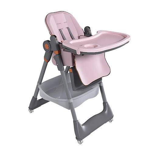 STILVORA Chaise haute bébé évolutive pliable rose avec tablette et roulettes