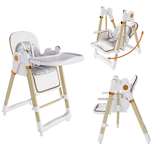 STILVORA Chaise haute bébé 2 en 1 pliable blanche avec balancelle