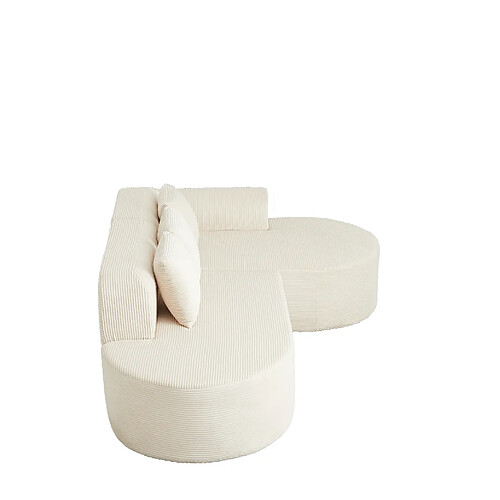 STILVORA Canapé d'angle modulable beige en velours côtelé 220 cm