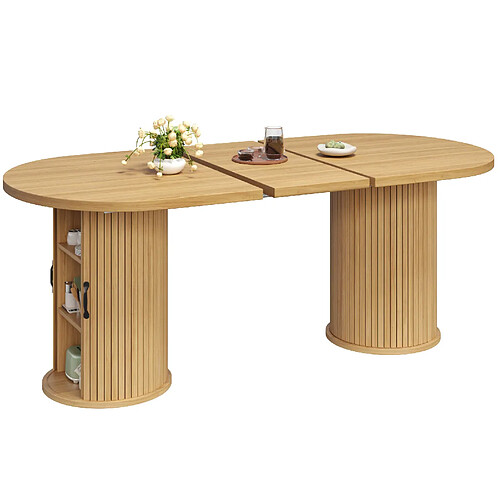 STILVORA Table à manger extensible ovale naturelle 150-190 cm