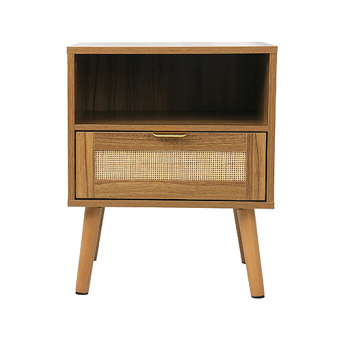 STILVORA Table de chevet bohème effet noyer, 1 tiroir, 45 x 40 x 55 cm