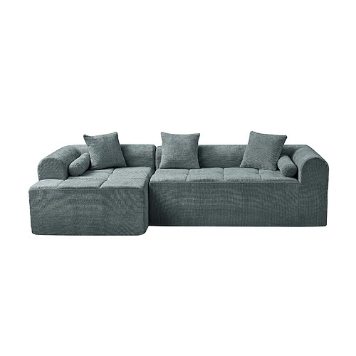 STILVORA Canapé d’angle 4 places bleu en chenille, 263 cm