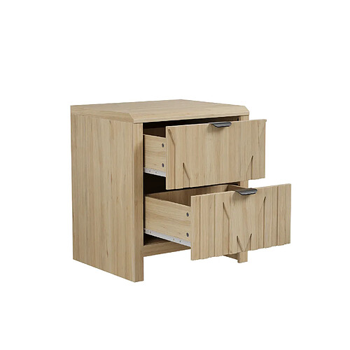 STILVORA Table de chevet effet chêne 2 tiroirs, 48 x 40 x 55,5 cm