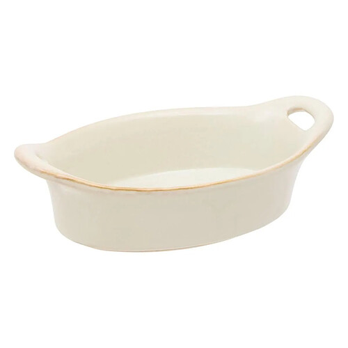 Secret De Gourmet Plat à Four Ovale en Grès Terre Inconnue 20cm Beige