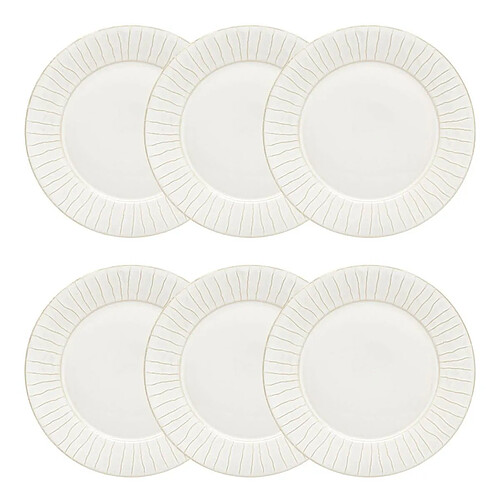 Secret De Gourmet Lot de 6 Assiettes Plates Lignes Camille 27cm Blanc