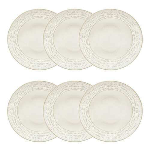 Secret De Gourmet Lot de 6 Assiettes Creuses Traits Camille 20cm Blanc