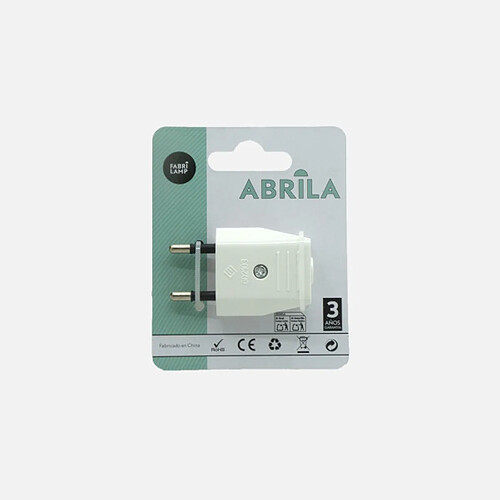FABRILAMP Fiche male Eco Mod5 2P E 10 A 230 V blanche 20 x 35 x 60 mm