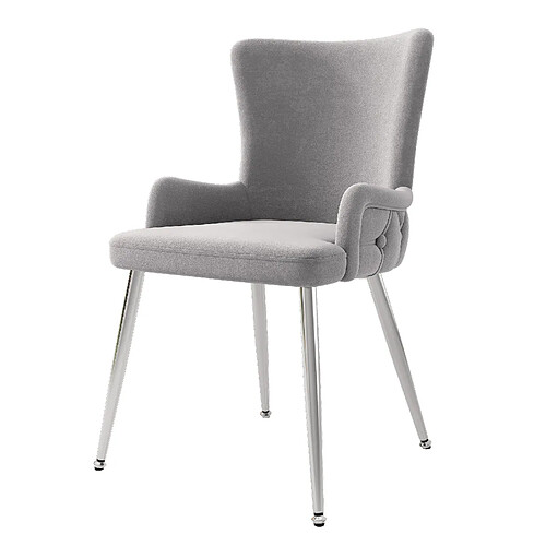 STILVORA Lot de 2 chaises de salle à manger velours gris, pieds métal argenté