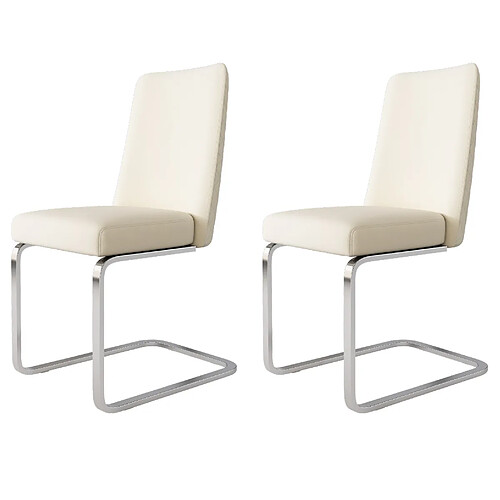 STILVORA Lot de 2 chaises de salle à manger en velours beige, pieds argentés