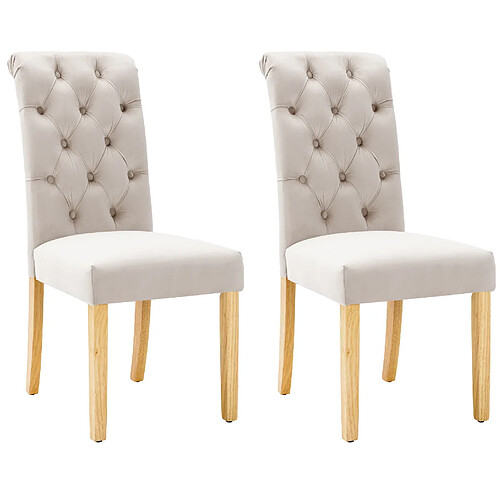 STILVORA Lot de 2 chaises de salle à manger en velours beige