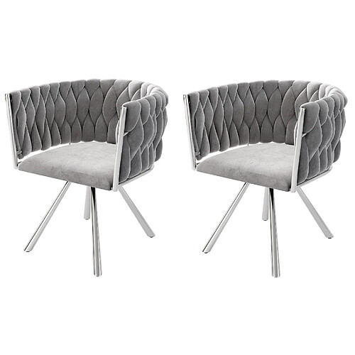 STILVORA Lot de 2 chaises de salle à manger pivotantes en velours gris