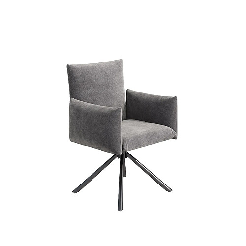 STILVORA Lot de 2 chaises de salle à manger pivotantes 360° en velours gris