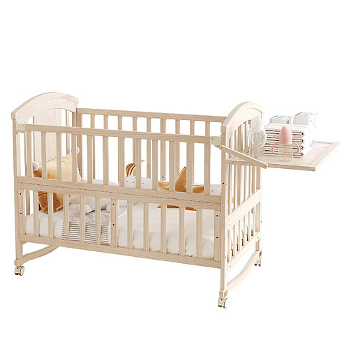 STILVORA Lit bébé évolutif en bois naturel 120 x 60 cm avec roulettes