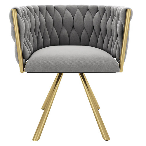 STILVORA Lot de 2 chaises de salle à manger pivotantes en velours gris et or