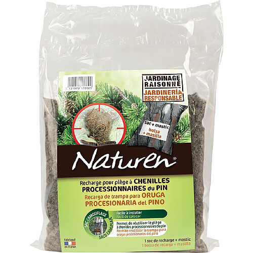 Naturen Recharge piège chenilles processionnaires du pin - Sac + Mastic - 30 à 60 cm