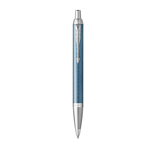 Parker IM Premium - Stylo bille bleu-gris - Pointe moyenne M - Recharge bleue - Coffret cadeau
