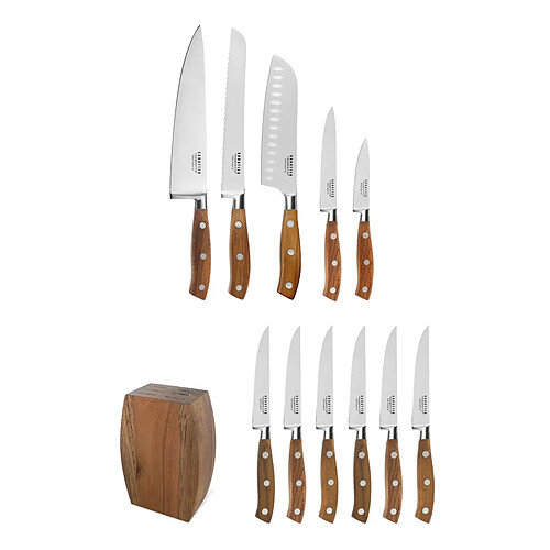 Richardson Sheffield Ryokan - Set 5 couteaux de cuisine avec bloc acacia 6 couteaux steak