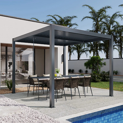 Aica Sanitaire Pergola bioclimatique autoportée RIVA 3x3m - Lames orientables - Aluminium