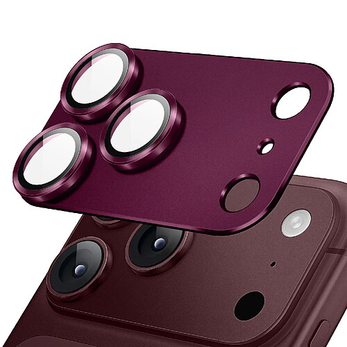 Avizar Protection Caméra pour iPhone 18 Pro en Verre Trempé avec Cadre Titane Bordeaux