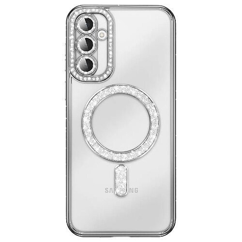 Avizar Coque Diamant pour Galaxy S26 avec Anneau Magnétique et Contour Strassé Argent