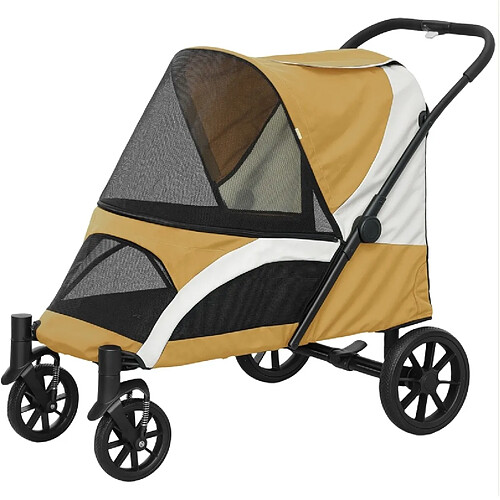 STILVORA Poussette pliable pour grands animaux, 4 roues, marron