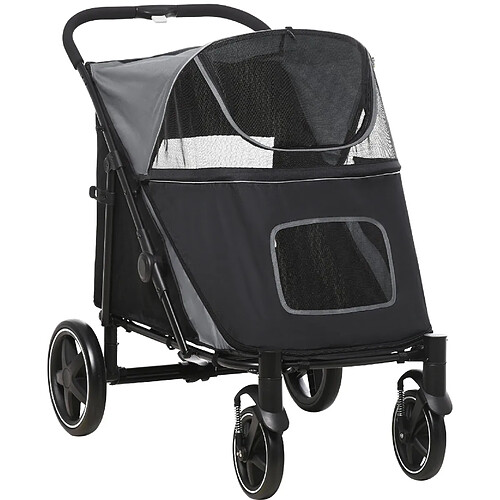 STILVORA Poussette pliable grise pour animaux jusqu’à 30 kg