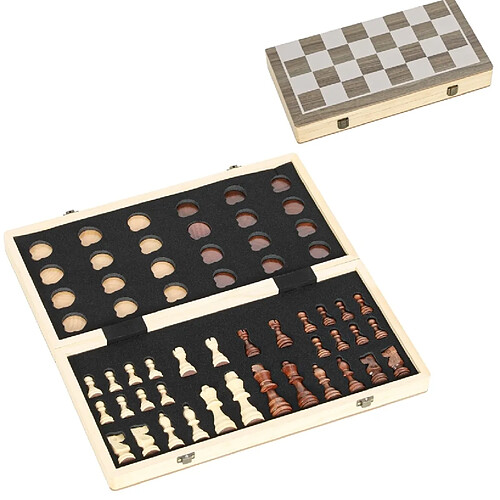STILVORA Jeu d'échecs et dames pliable en bois noyer, 38,5 x 38,5 cm