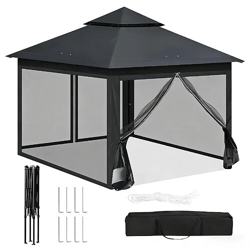 STILVORA Tonnelle pliante 3 x 3 m anthracite avec moustiquaires