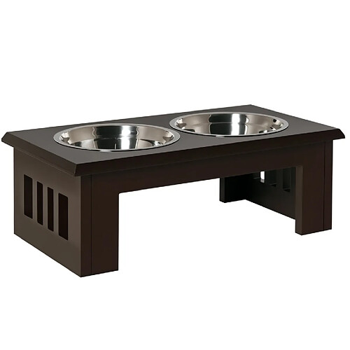 STILVORA Station repas surélevée antidérapante 2 gamelles inox 2 L espresso