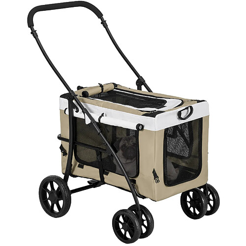 STILVORA Poussette pliable kaki pour animaux avec sac amovible, 81 x 58 x 97,5 cm