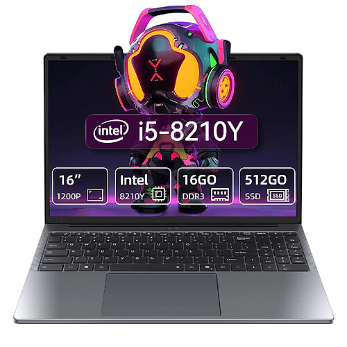 VANWIN PC Portable 16" FHD - i5-8210Y - 16Go DDR3 - 512Go SSD - RJ45 - Win 11 Pro