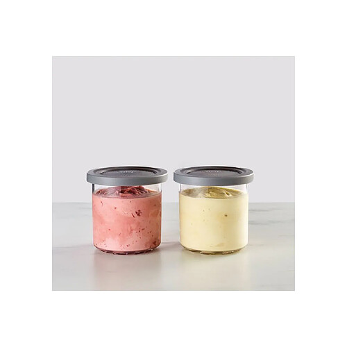 Ninja CREAMi - Lot de 2 pots dessert 473 ml - Transparent gris, couvercles inclus