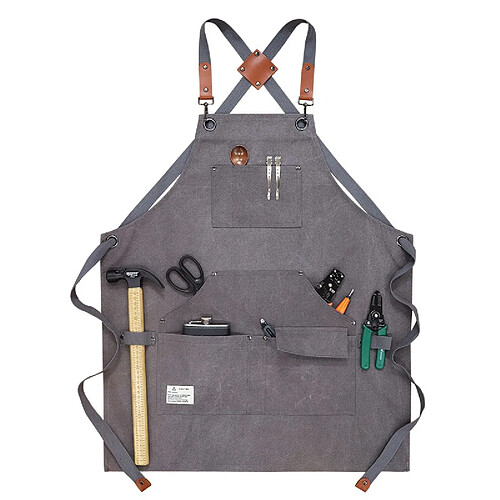 INF Tablier de jardinage en toile - Tablier de travail imperméable avec poches pour fleuristes