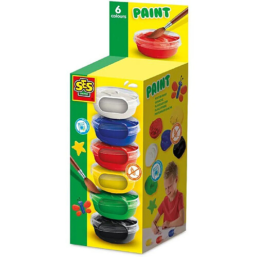 Ses creative Gouache 6 pots - Couleurs assorties