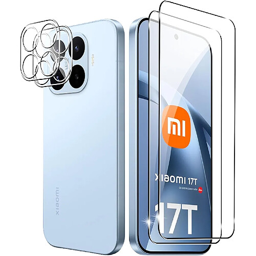 2+2 Verre Trempé pour Xiaomi 17T, 2 pièces Film de Protectio