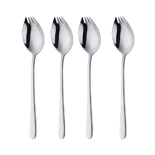 INF Ensemble de 4 Fourchettes-Cuillères Tout-en-Un en Acier Inoxydable - Combo Multifonctionne