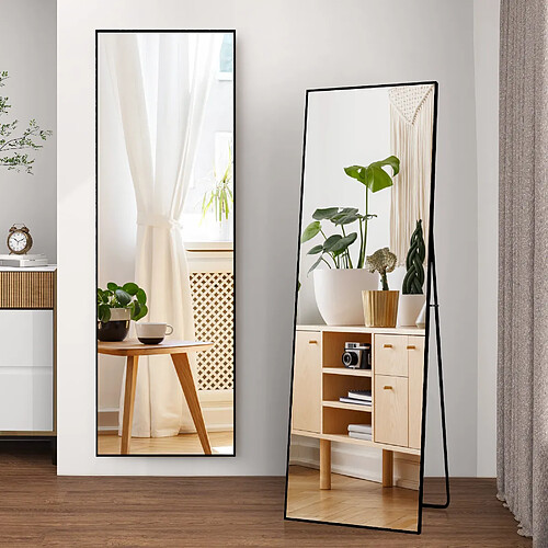 Proximax Miroir Pleine Longueur, 164 x 54 cm Miroir sur Pied, à Suspendre, Debout ou appuyé, pour Chambre à Coucher, Noir, carré