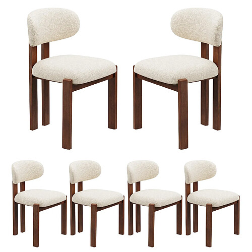 Smartue Lot de 6 chaises de salle à manger beige
