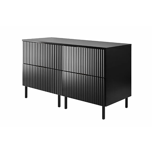 3XELIVING Meuble vasque, Noir, 120 (2 x 60) x 77 x 46 cm, poign. noire, pieds noirs + plan de travail