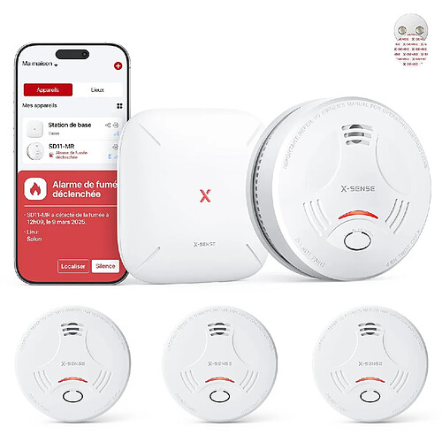 Détecteur de Fumée Connecté, Alarme Incendie Interconnecté avec Fixation Magnétique sans Pe