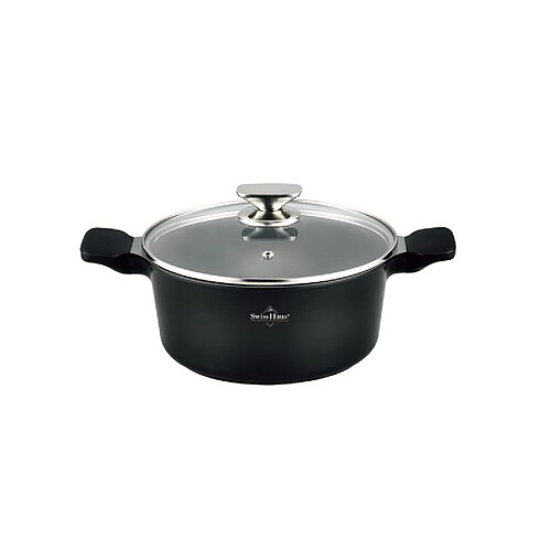 Faitout 30cm avec couvercle 7,2L Tous feux dont induction Noir Swiss Haus SH-BC30B