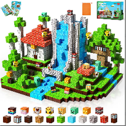 PORSILD FINESSTIQUE Bloc Magnetique 150Pcs Minecraft, Construction 3D, Jeu de Construction Magnétique,Jouets pour Garçons